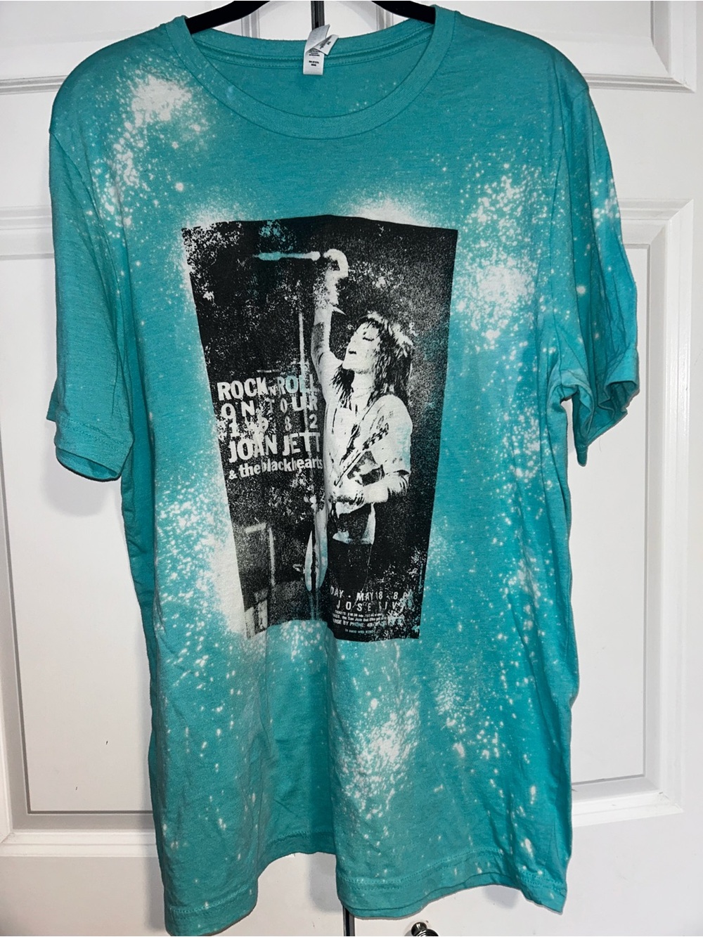 Bella Canvas Teal Bleach-Splatter joan Jett Band Graphic Tee